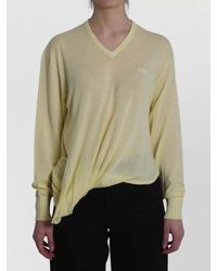 Loewe - Ribbed V-Neck Asymmetric Wrap Wool Jumper - Lyst