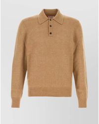 Ferragamo - Camel Hair Silk Polo Shirt - Lyst