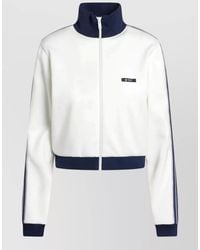 Prada - High Collar Jacket Long Sleeves Trim - Lyst
