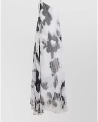 Max Mara - Asymmetric Pleated Printed Maxi Dress - Lyst