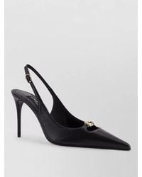 Dolce & Gabbana - Leather Pump Pointed Toe Stiletto Heel Logo - Lyst
