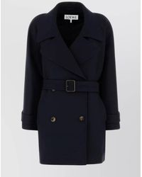 Loewe - Wool Silk Double Breasted Coat - Lyst