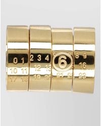 MM6 by Maison Margiela - Four Ring Set Engraved Numbers Stackable - Lyst