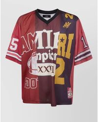 Amiri - Polyester Graphic Mesh V-Neck Oversized T-Shirt - Lyst