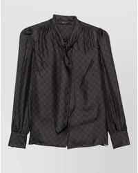 Gucci - Silk Logo-Print Long-Sleeve Blouse - Lyst