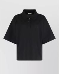 Saint Laurent - Piqué Blend Polo Shirt Ribbed Collar Short Sleeves - Lyst