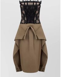 GIUSEPPE DI MORABITO - Cotton Lace-Panel Mini Dress - Lyst
