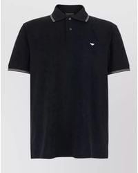 Emporio Armani - Cotton Polo Shirt Logo Detail Ribbed - Lyst