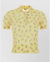 Jil Sander - Cotton Blend Polo Shirt Floral Motif - Lyst