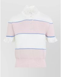 McQueen - Feminine Striped Knit Top Ruffled Neck - Lyst