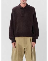 Studio Nicholson - Mohair Knit Polo Cropped Relaxed Fit - Lyst