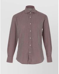 Brunello Cucinelli - Checked Pattern Button-Down Collar Shirt - Lyst