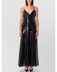 Alberta Ferretti - Sequin V-Neck Sleeveless Maxi Dress - Lyst