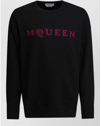 McQueen - Relaxed Sweatshirt Embroidered Front Ribbed Hem Cuffs - Lyst