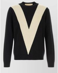 Valentino Garavani - Wool Sweater Contrast Pattern Ribbed Trims - Lyst