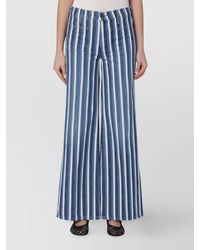 Mother - Striped Denim Wide-Leg Trousers - Lyst