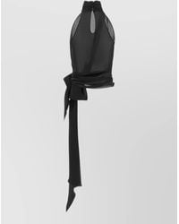 Balmain - Silk Halterneck Draped Blouse - Lyst