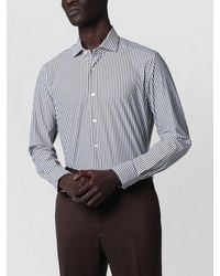 Xacus - Striped Button Down Collar Long Sleeve Shirt - Lyst