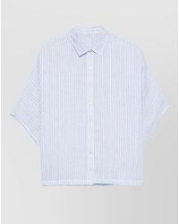 120% Lino - Linen Shirt Short Sleeves Collared Neck - Lyst