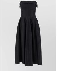 Alberta Ferretti - Wool Silk Off-Shoulder A-Line Midi Dress - Lyst