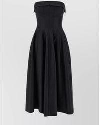 Alberta Ferretti - Wool Silk Off-Shoulder A-Line Midi Dress - Lyst