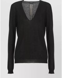 Rick Owens - V Neck Top Long Sleeves Sheer Knit - Lyst