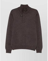 Fay - Wool Turtleneck Sweater With Button Detail And Elbow Patches - Lyst