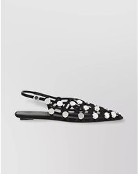 The Attico - Leather Studded Cutout Ballerina Flats - Lyst