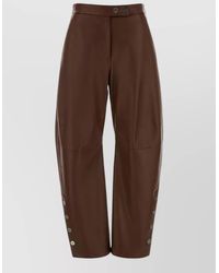 Sportmax - Lamb Leather Wide-Leg Trousers - Lyst