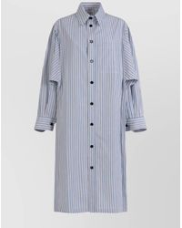 Bottega Veneta - Cotton Striped Knee-Length Dress - Lyst