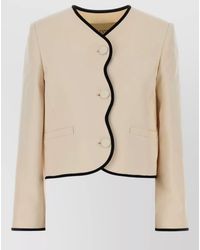 Valentino Garavani - Wool Blend Jacket Contrast Piping Cropped - Lyst