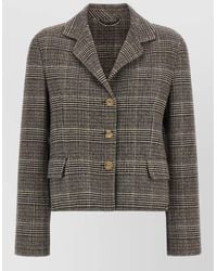 Ermanno Scervino - Checked Virgin Wool Cropped Single Breasted Blazer - Lyst