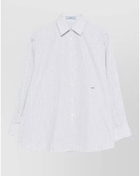Prada - Embroidered Cotton Poplin Oversized Shirt - Lyst