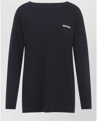 Miu Miu - Wool Ribbed Oversized Boat Neck Sweater - Lyst