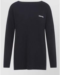 Miu Miu - Wool Ribbed Oversized Boat Neck Sweater - Lyst