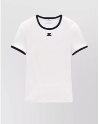Courreges - Cotton Logo-Embellished Contrast-Trim Short-Sleeve T-Shirt - Lyst