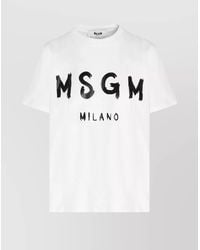 MSGM - Logo Print Cotton T-Shirt - Lyst