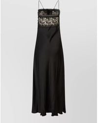 Chloé - Silk Midi Dress Lace Detail Straps - Lyst