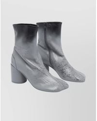 MM6 by Maison Martin Margiela - Stylish Block Heel Leather Ankle Boots - Lyst
