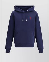 Ami Paris - Cotton Logo-Embroidered Hoodie - Lyst