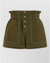 Marni - Gabardine Shorts Button Detail Contrast Stitching - Lyst