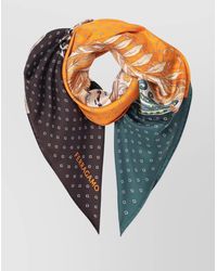 Ferragamo - Feather Print Silk Square Scarf - Lyst