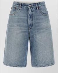MM6 by Maison Margiela - Denim Wide-Leg Knee-Length Bermuda Shorts - Lyst