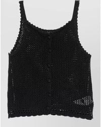 DUNST - Crochet Knit Linen Cotton Scoop Neck Top - Lyst