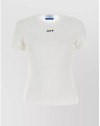 Off-White c/o Virgil Abloh - Ribbed Stretch Cotton Logo T-Shirt - Lyst