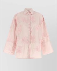 ROTATE BIRGER CHRISTENSEN - Floral-Embroidered Cotton Shirt - Lyst