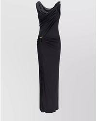 Versace - Viscose Draped Asymmetric Sleeveless Mini Dress - Lyst
