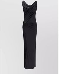 Versace - Draped Jersey Long Dress - Lyst