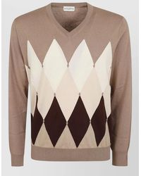 Ballantyne - V Neck Sweater Argyle Pattern Ribbed Trims - Lyst