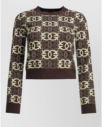 Pinko - Crew Neck Cropped Knit Top Long Sleeves - Lyst